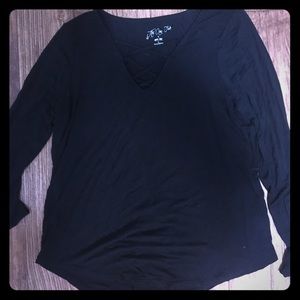 Black Criss Cross Neck Shirt